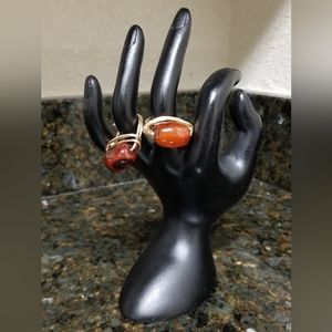 Carnelian copper wire wrapped Ring